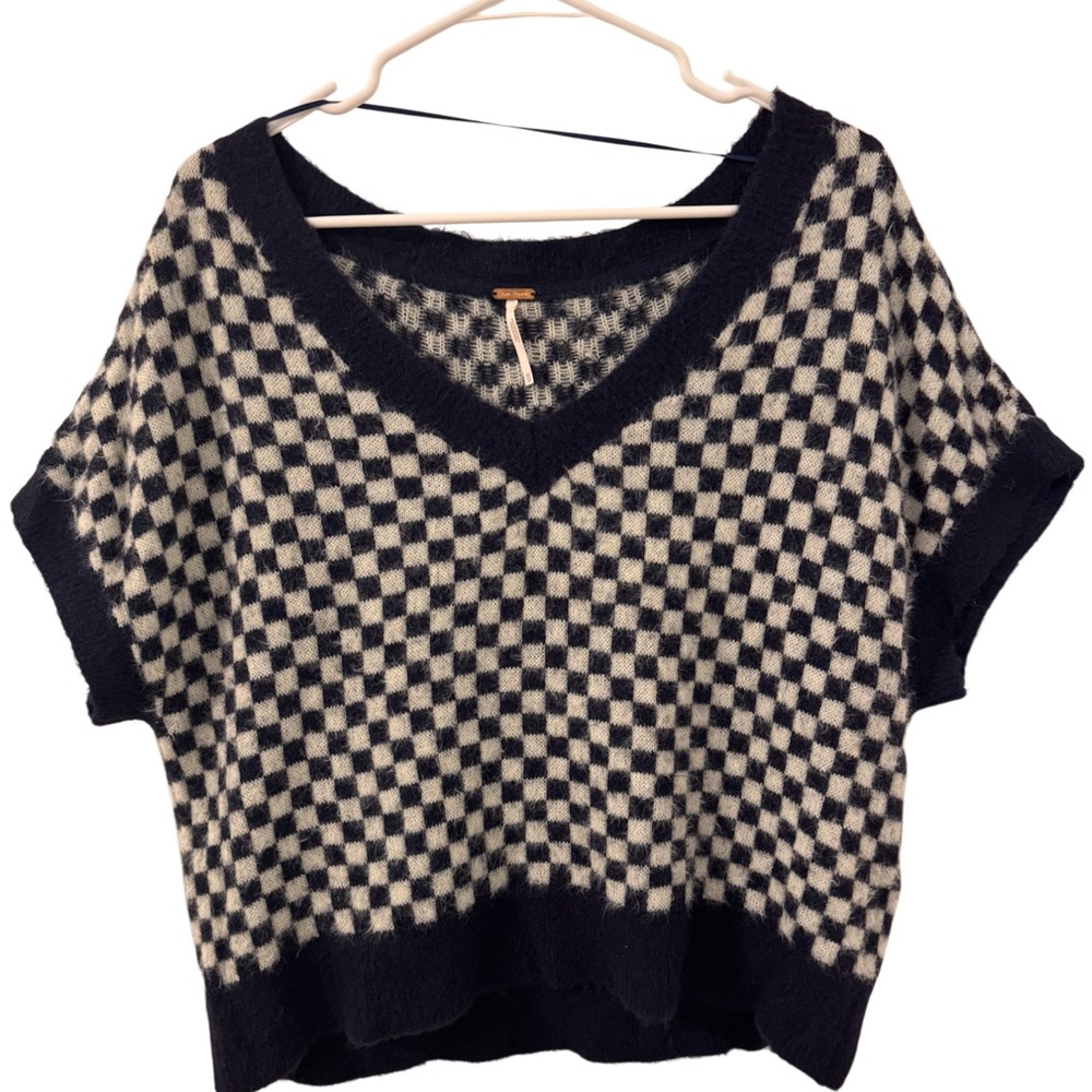Free People Through The Motions Checked Sweater Vest Size XS - Picture 2 of 5